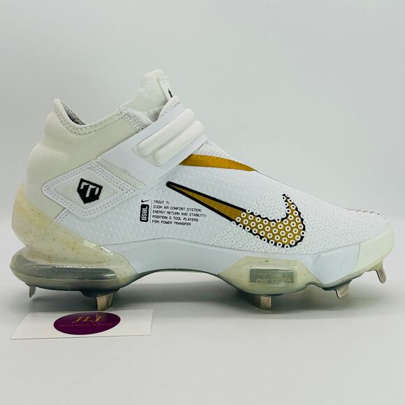 Nike Men's Force Zoom Trout 7 Pro Mid Baseball Cleats White/Gold CI3134-106 Sz 8 - Picture 6 of 10